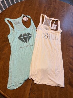 Victoria's Secret Mint Green & White Bridal Tank Tops